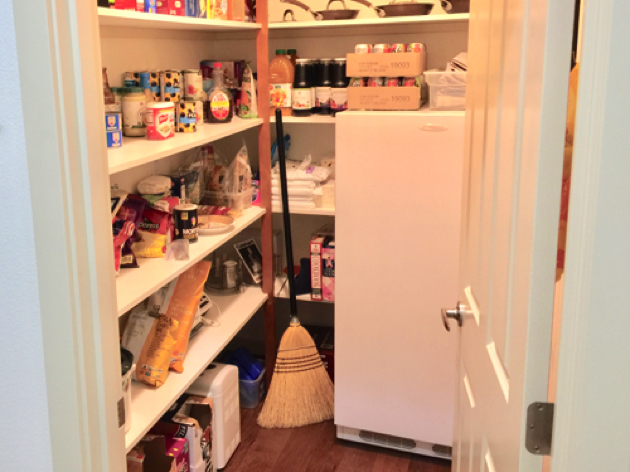 Pantry
with four shelves and freezer